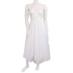 NWT l One & Only Ballerina White Corset Style Tulle Skirt Tea Length Dress